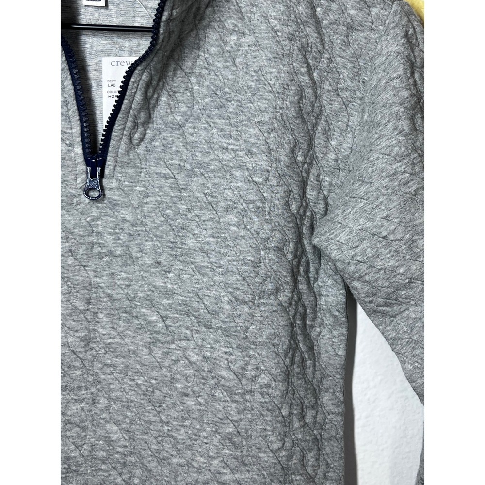 Crewcuts J.Crew Kids Quilted Quarter Zip Pullover Heather Gray Navy S 6 - Picture 2 of 4